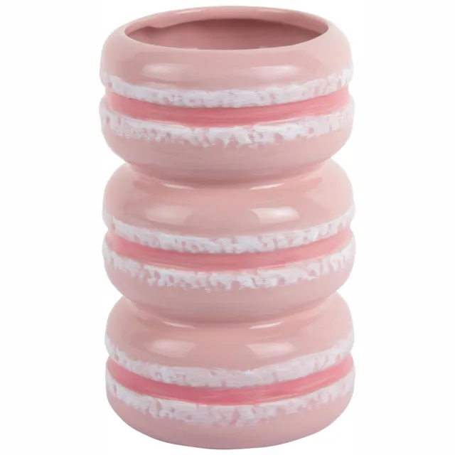 Present Time Vaas Macaron - Zachtroze - 9.3x9.3x19.5cm - Keramiek - Scandinavisch - Bloemenvaas - Woondecoratie - Decoratieve vaas voor woonkamer of slaapkamer