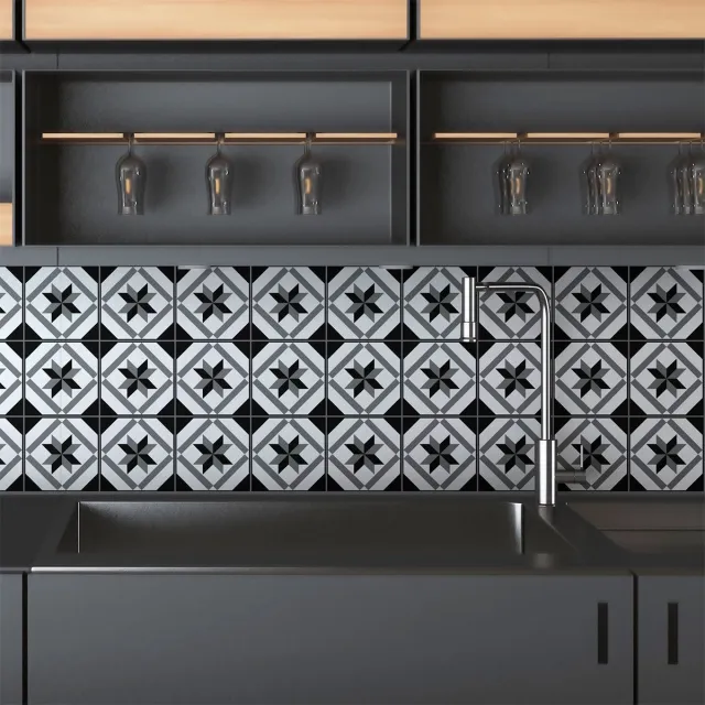 Ambiance Sticker Zelfklevende tegelmuurstickers voor keuken en badkamer - 9 Zepetina Azulejo tegelstickers - 9 stickers 10x10cm Multi color