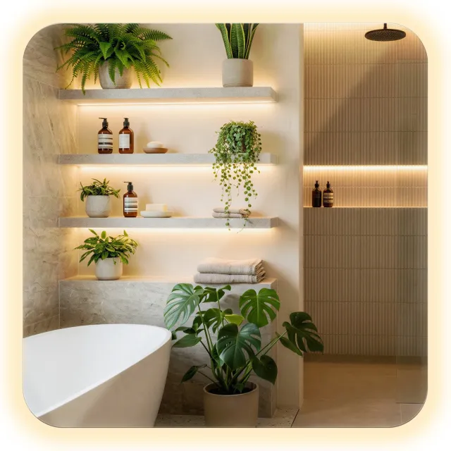 Coloray LED Spiegel - Wandspiegel met Verlichting - 50 x 50 cm - LED Badkamerspiegel - Afgeronde Hoeken - Warm Wit 3000K - Wandspiegel LED - Decoratieve Spiegel