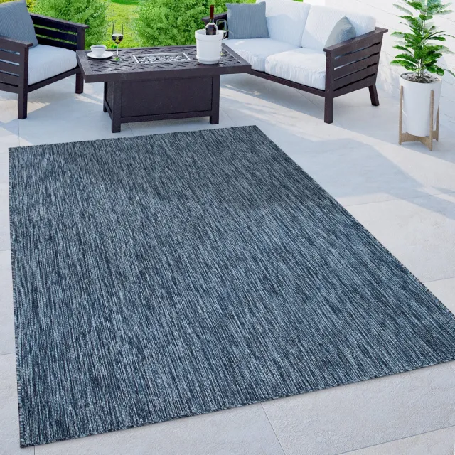 flycarpets Veniro Effen Binnen en Buitenkleed Blauw - 200x280 cm - Laagpolig Vloerkleed Buiten - Tuinkleed / Tuintapijt
