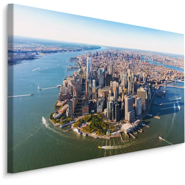 karo-art Schilderij - Zicht op New York van boven, Manhattan, Premium Print Multikleur