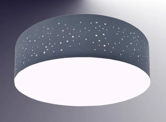 Trango 3139L LED Plafondlamp met 50cm Ø Starry Sky Stoffen Kap in *GRIJS* rond incl. 3x E27 LED lamp 3000K warm wit voor woonkamer - slaapkamer - gang - logeerkamer - kantoor plafondlamp - slaapkamer lamp - kantoorlamp - sterrenhemel