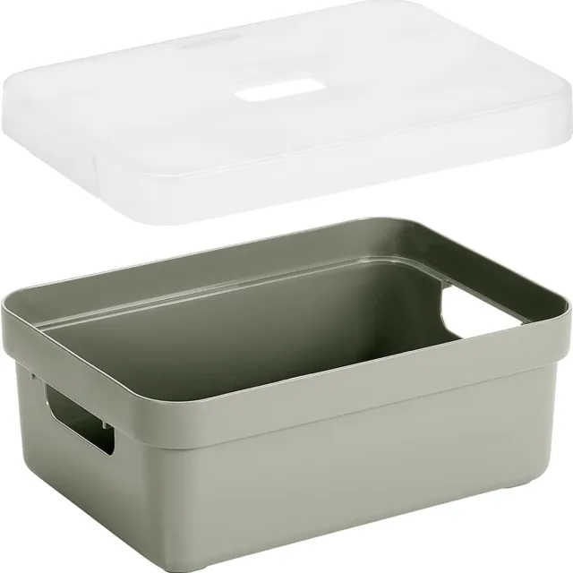 Sunware Opbergboxen met transparante deksel - 3x stuks - kastmanden - lichtgroen - 9 liter - kunststof - 35 x 25 x 12 cm - Opbergers