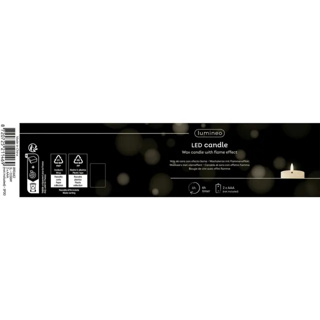 Kaemingk BV Lumineo LED indoor kaars echte was lichtgroen Ø 7 cm hoogte 11,2 cm