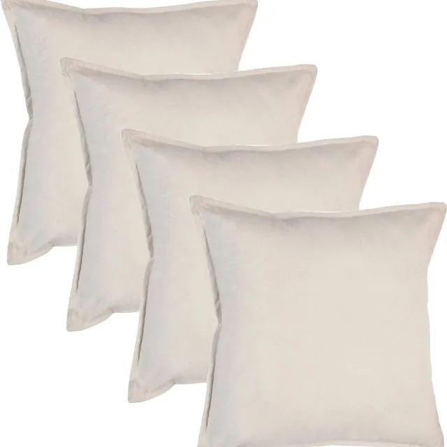Atmosphera Bank/sierkussens Sophia - 4x stuks - 45 x 45 cm - polyester met rits Wit