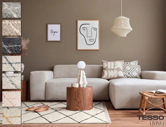 TESSO LIVING Vloerkleed Shaggy, Tapijt, Creme Antraciet, Hoogpolig, 80cm x 300cm, Superzacht, Franjes, Berber stijl Creme_Antraciet