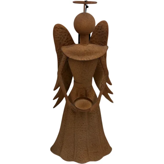 Countryfield Engel Theelichthouder IJzer Roest - 60 x 27 cm Bruin