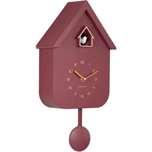 Karlsson Wandklok Solo Color Cuckoo - Bordeaux - 6x21,5x41cm - Wandklok Modern Rood