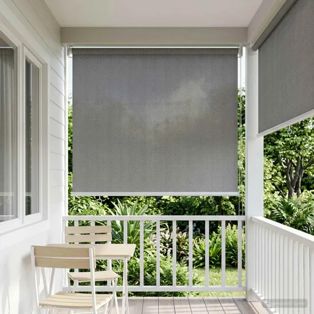 vidaXL Buitenrolgordijn 90% UV-blok Lichtgrijs 60 x 230 cm HDPE