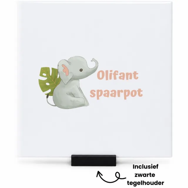 Hacebo Olifant tegeltje met tegelhouder - Olifant - dieren liefhebbers - tegeltjes met tekst - leuke cadeau voor iemand die van houdt van olifanten - verjaardagscadeau - kado - gift - spreuktegels - 15x15 CM Wit
