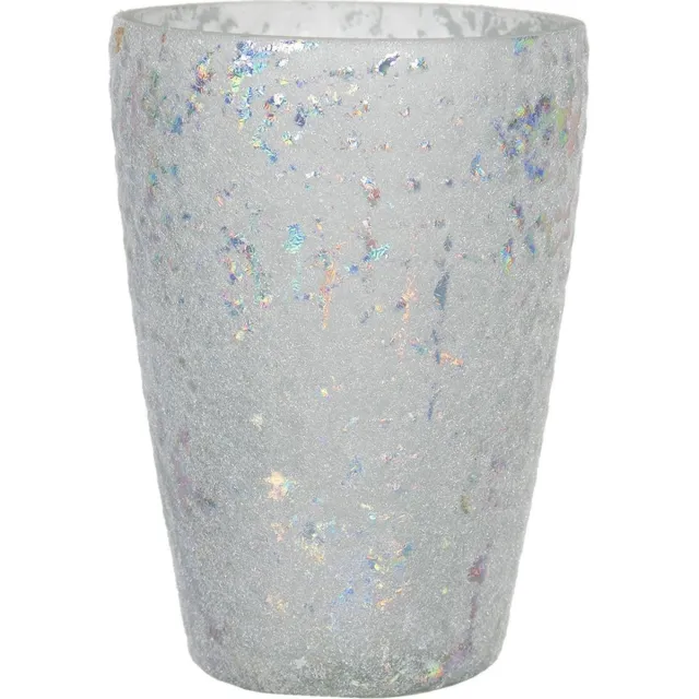 Clayre & Eef Theelichthouder Ø 9x13 cm Wit Glas
