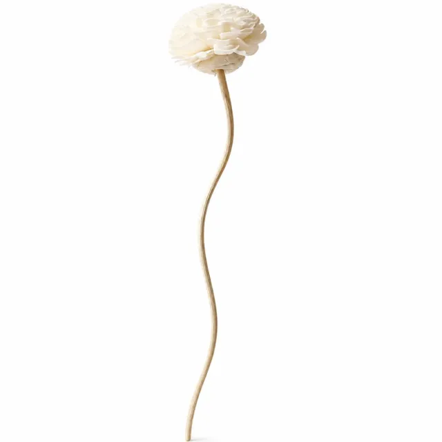 SWGOTA Decoratieve geurbloem - chrysant zonder bloemhart van 4,5 cm met gevormd rotanstokje van 26 cm - handgemaakt DIY-accessoire Crème