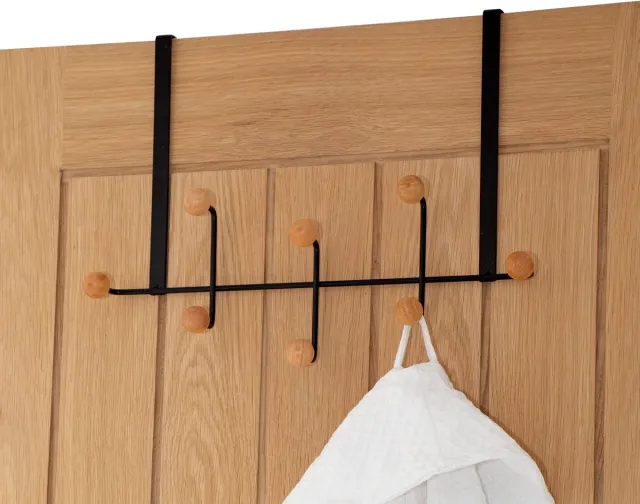 My Ninki ® Stijlvolle Deurkapstok met 8 Houten Haken voor Optimaal Ruimtegebruik en Moderne Look houtkleur
