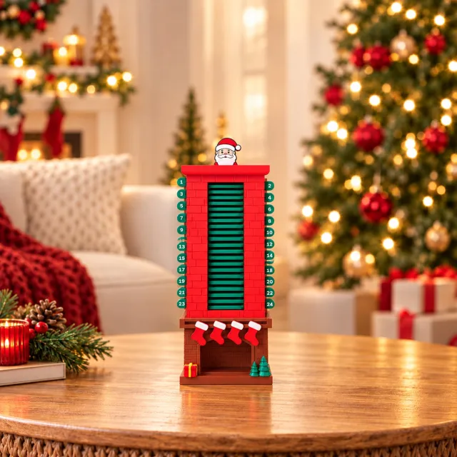 Ulisem Adventskalender Kerst - 3D Kerstman Schoorsteen - Interactieve Kerst Aftelkalender 24 Dagen - Herbruikbare Adventskalender - Kerstdecoratie voor Thuis - 19.5cm Kinderen en volwassenen