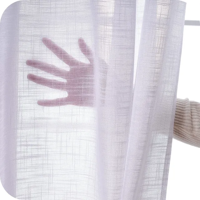 Ibenzoa Tijdloze Elegante Linnen Gordijnen met Oogjes in Halftransparant Design voor Moderne Interieurs wit