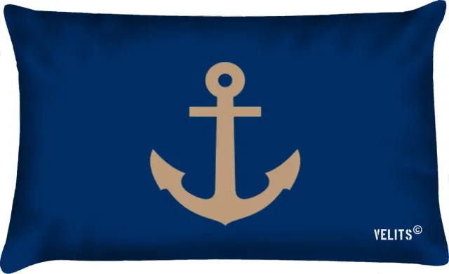 Velits outdoor Sierkussen - Buitenkussen Denim Original Waterafstotend Bootkussen Anker - Multicolor - 60 Cm X 40 Cm blauw