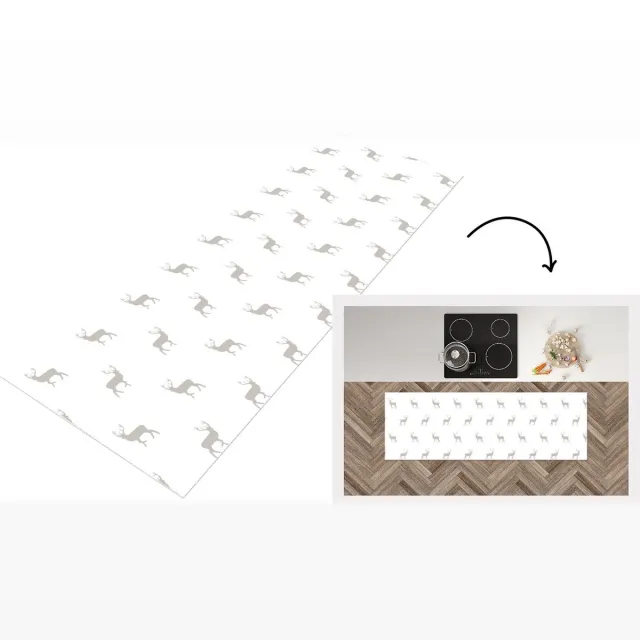 KitchenYeah Keukenloper - Loper keuken - Patronen - Hert - Wit - Keukenloper vinyl, foto 4