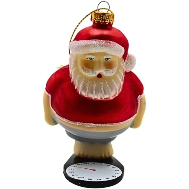 BOG Lauschaer Kerstboombal – Glazen Kerstman Ornament Op Weegschaal-Rood-7x5x10 cm