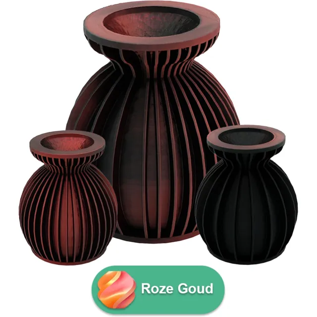 Lovora Elin moderne vaas – Decoratieve vaas - Roze / Goud - 3d geprinte vaas – geschikt voor droogbloemen - 30CM