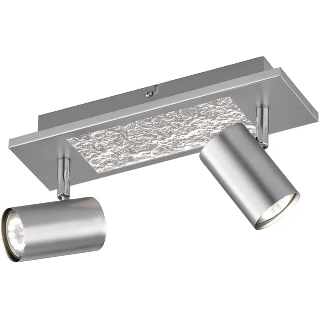 Wofi Zwenkbare plafondlamp Spots zilver 2-lichts, metaal chroom, 1x LED 4,5W 190Lm warm wit 2x GU10, LxBxH 33,5x9x17 cm, WOFI 11590