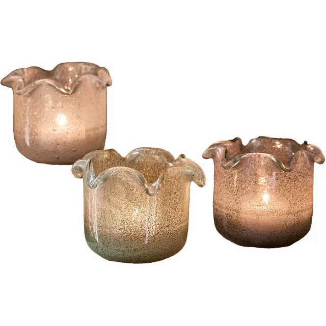 Loberon Windlichtje set van 3 Venara bont