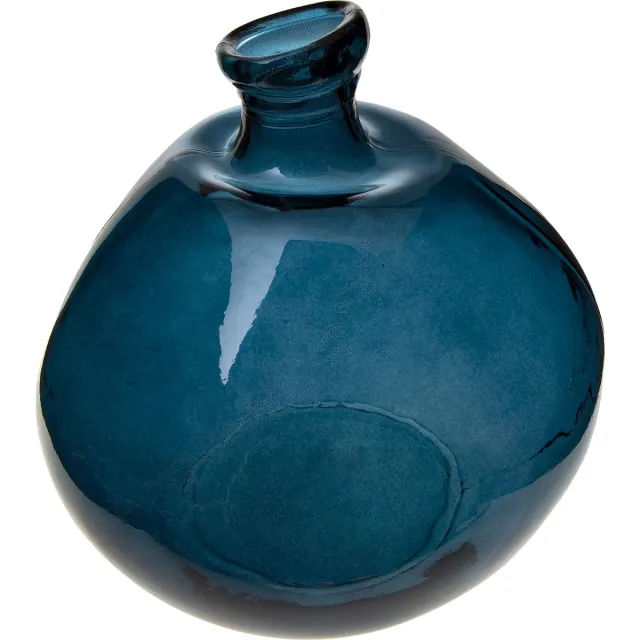 Atmosphera Créateur d'intérieur® Atmosphera bloemenvaas Genua - Organische bol fles vorm - blauw transparant - glas - 33 x 32 cm