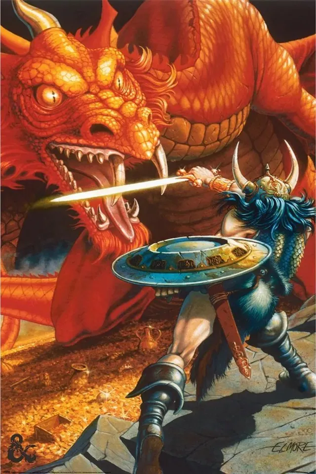 Pyramid Dungeons and Dragons Red Dragon Battle Poster 61x91.5cm Multi color