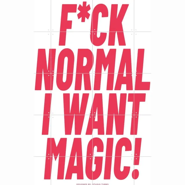 IXXI F*ck Normal, Studio Turbo - 80 x 100 cm - Grote wanddecoratie en posters - Typografie, Speels, Grafisch Ontwerp, Badkamer, Slaapkamer, Woonkamer Rood