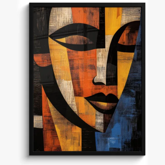 FrameYourWall Poster in lijst - Fotolijst 50x70 cm - Posters - Abstract - Portret - Kleurvakken - Posterlijst zwart - Decoratie - Wanddecoratie woonkamer - Muurdecoratie slaapkamer