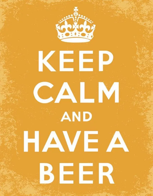 Signs-USA Keep Calm and have a Beer - retro wandbord - 40 x 30 cm - metaal Geel