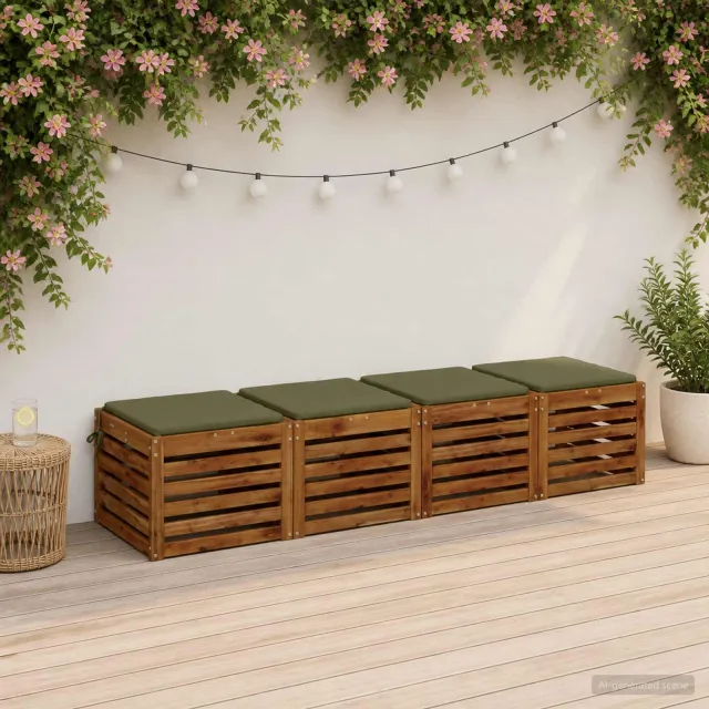 vidaXL Zitkussens SOEST 4 st 100% Polyester Olijfgroen 40 x 40 x 3 cm