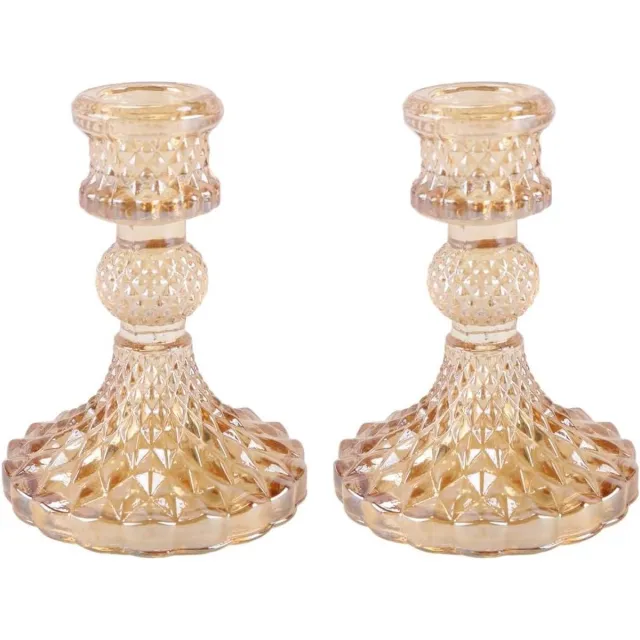 Allecto Kaarsenhouders van glas - Taps toelopend - Wit - Kaarsenstandaards - Voor op tafel - Bruiloft, Housewarming, Cadeau - Huisdecoratie Picture