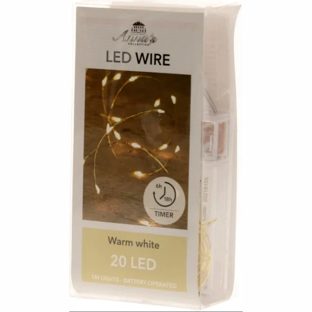 Anna's Collection Draadverlichting - lichtsnoer - 20 led lampjes - warm wit - 100 cm - op batterij