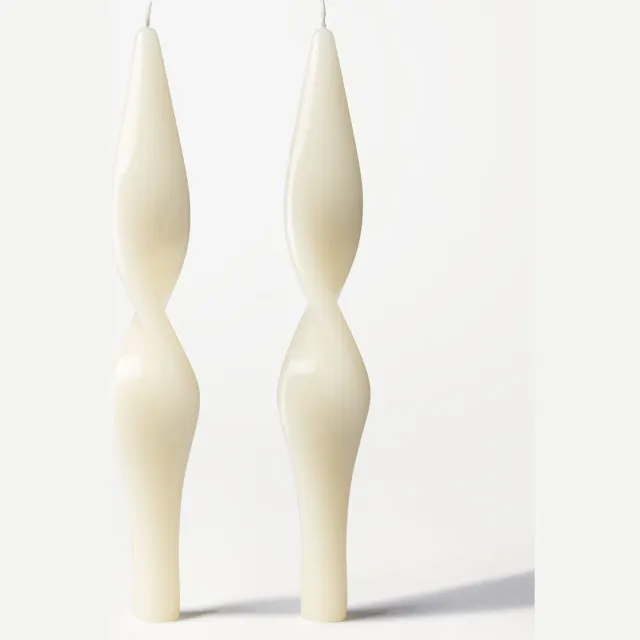 HEMA Dinerkaarsen XL ⌀4.3x27cm gedraaid naturel - 2 stuks (naturel)