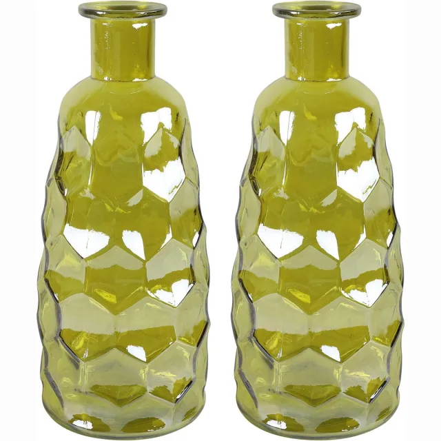 Countryfield Art Deco vaas - geel transparant - glas - D12 x H30 cm