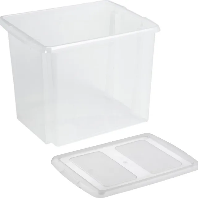 Sunware opslagbox - kunststof - 45 liter - transparant - 45 x 36 x 36 cm - met deksel
