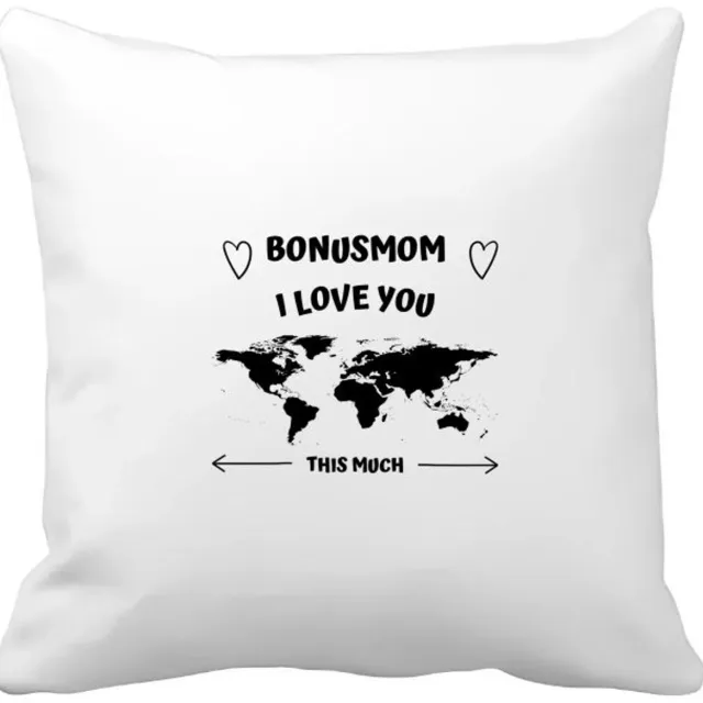 Akyol bonusmom i love you this much Kussen hoes - Moeder - geweldige moeder - liefste bonusmoeder - verjaardag - cadeau - kado - bedankje - geschenk - 40 bij 40 cm Multicolor