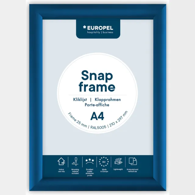 Europel Kliklijst – Posterlijst – A4 – 21 x 29,7 cm – 25mm – Aluminium – Blauw