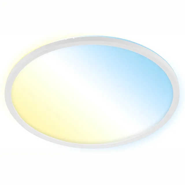 Briloner Leuchten - SLIM - LED Panel - 22W - 3000 lm - instelbare kleurtemperatuur, dimbaar - nachtlichtfunctie, timerfunctie, geheugenfunctie - achtergrondverlichtingseffect - Amazon Echo en Google Home - IP20 - 20.000 uur - Ø42 cm wit