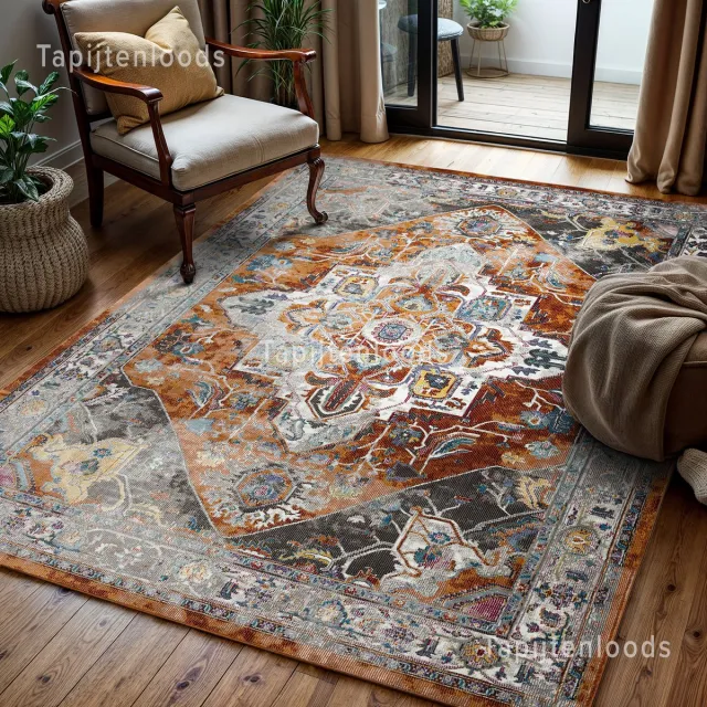 Muratap Picasso Castana Vintage Vloerkleed Terra / Multi Laagpolig- 140x200 CM Oranje