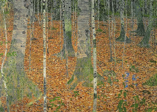 IXXI The Birch Wood, Gustav Klimt & Bridgeman Images - 140 x 100 cm - Grote wanddecoratie en posters - Art Nouveau, Impressionisme, Klassiek Warme kleuren / Bruin