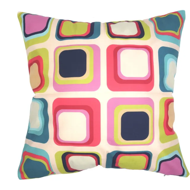 De Kussenkraam Retro Midcentury Kussenhoes Squares 45 x 45 cm | Exclusief binnenkussen offwhite roze lime blauw