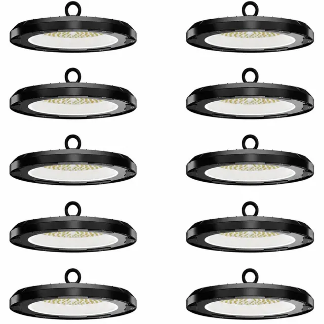 HOFTRONIC Set van 10 - Eris LED High Bay UFO - 150 watt - 21.000 lumen (140lm/W) - 4000K neutraal wit - IP65 waterdicht - IK08 - Flikkervrij Zwart
