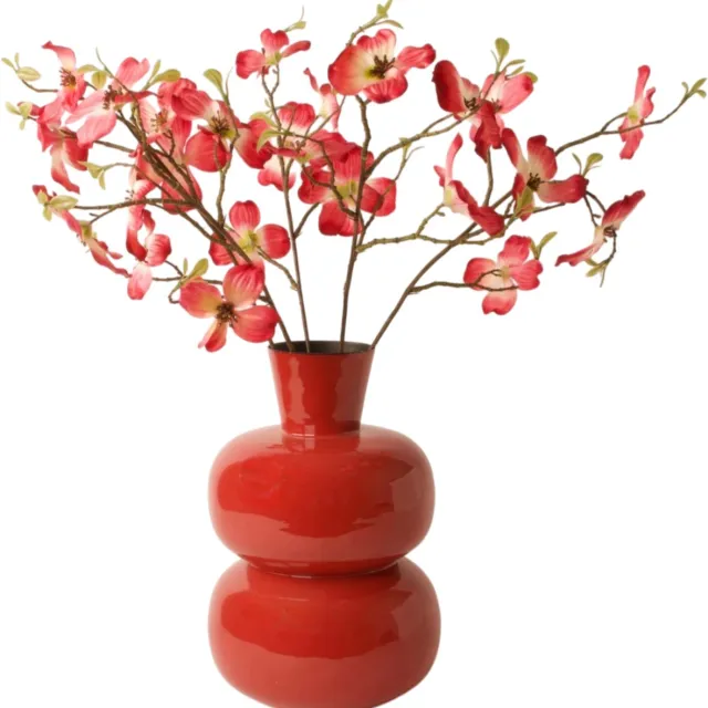 Winq Vaas Nuvina 30cm Rood-Rode vaas-Vaas voor bloemen-Kustbloemen