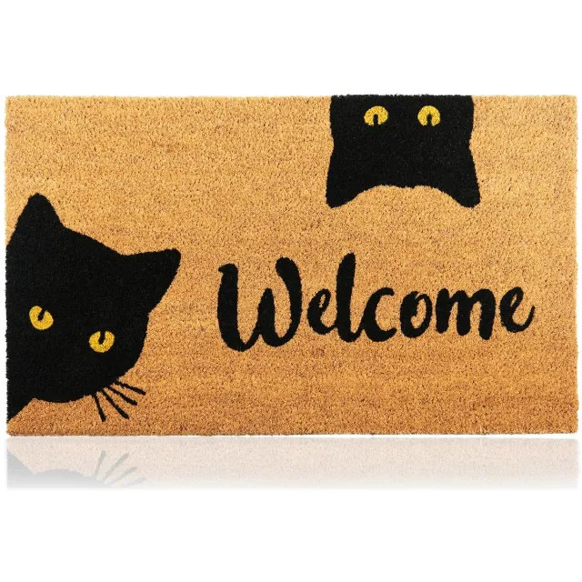 Famanu Kokosvezel deurmat 70x40 cm, welkomstmat met anti-slip PVC ondergrond, ideaal voor entree en gangen Wit
