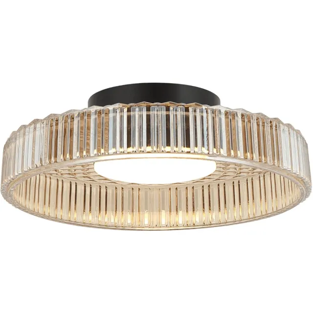 KOSILUM Damian - Plafondlamp - Zwart en amber - Metaal en glas