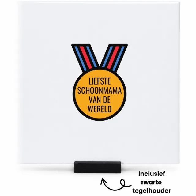 Hacebo liefste schoonmama van de wereld tegeltje met tegelhouder - de liefste schoonmoeder - tegeltjes met tekst - Moeder cadeautjes - moederdag - verjaardagscadeau - verjaardag - cadeau - geschenk - kado - gift - spreuktegels - 15x15 CM Wit