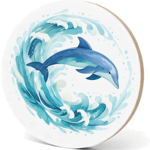 Mr Cadeautjes MDF fotolijst - design Een cirkelvormige waterwerveling rond een springende zeeschi | cadeau Wit