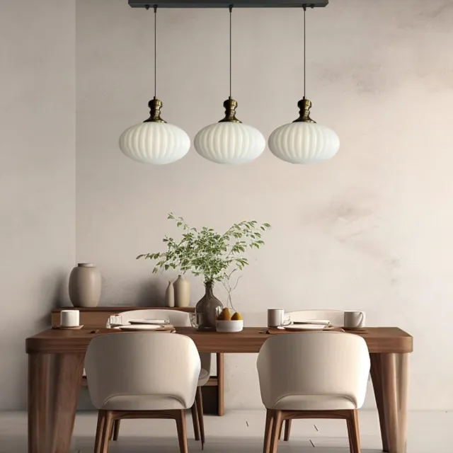 Bamyum Elegant hanglamp Ø30 cm, hanglamp vintage, industrieel van metaal en glas E27, woonkamerlamp hangend, eettafel, keukenlamp knobx3