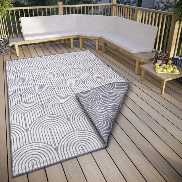 flycarpets Laagpolig Binnen & Buitenkleed Omkeerbaar vloerkleed - Pangli - Zilver - 160x230 cm